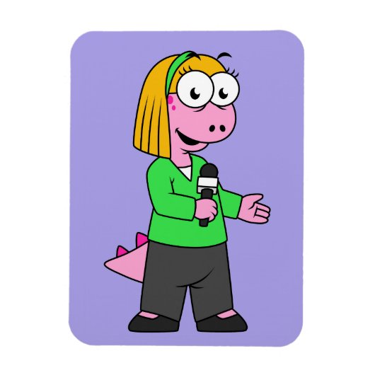 アロサウルスのニュース記者のイラストレーション。 マグネット (縦)