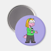 アロサウルスのニュース記者のイラストレーション。 マグネット (正面/裏面)