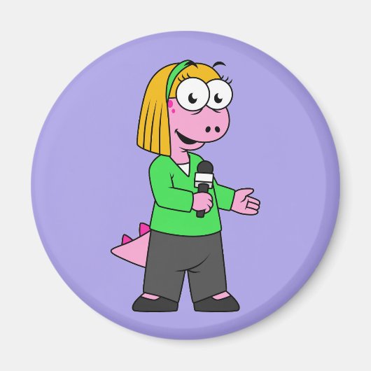 アロサウルスのニュース記者のイラストレーション。 マグネット (正面)