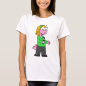 アロサウルスのニュース記者のイラストレーション。 Tシャツ (正面)