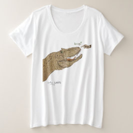 アロサウルスのボタンを押す 女性用Tシャツ プラスサイズ プラスサイズTシャツ