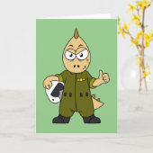 アロサウルスイラストレーションジェットパイロット。 カード (黄色い花)