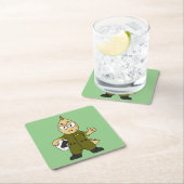 アロサウルスイラストレーションジェットパイロット。 スクエアペーパーコースター (インサイチュ)