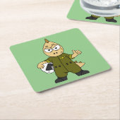 アロサウルスイラストレーションジェットパイロット。 スクエアペーパーコースター (アングル)