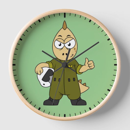 アロサウルスイラストレーションジェットパイロット。 壁時計 (正面)