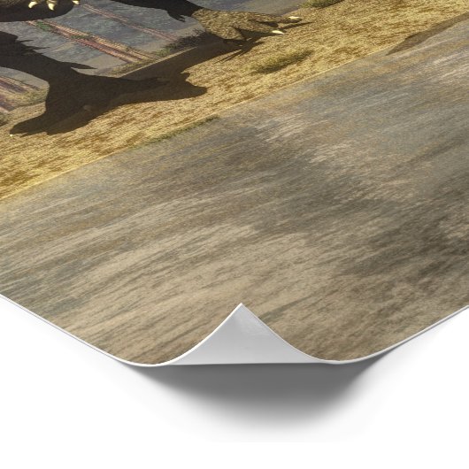 アロサウルス狩り大気管支索恐竜 ポスター (角)