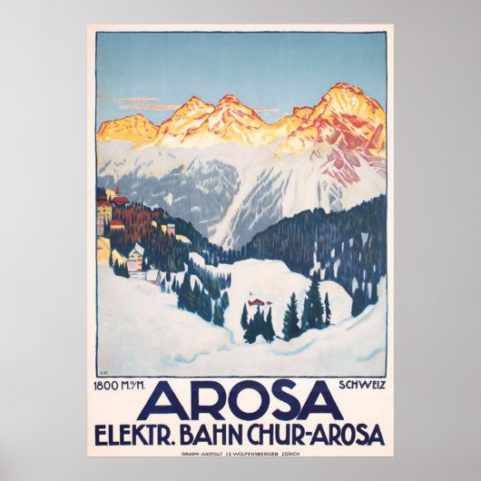 アロサ山脈スイス旅行ヴィンテージポスター ポスター (正面)