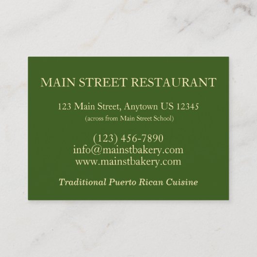 アロズコンガンジュールプエルトリカフードライスピーズ 名刺 (裏面)