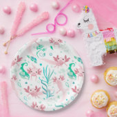 アロタピンクアクソロテルオンホワイト ペーパープレート (パーティー)