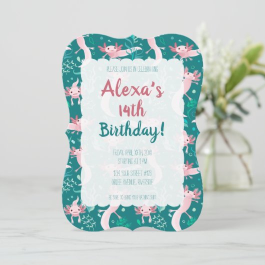 アロタピンクアソロテルオンティール(緑がかった色)招待状 招待状 (スタンド正面)