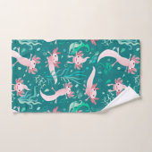 アロッタピンクアクソロッツオンティール（緑がかった色）バスセット バスタオルセット (ハンドタオル)