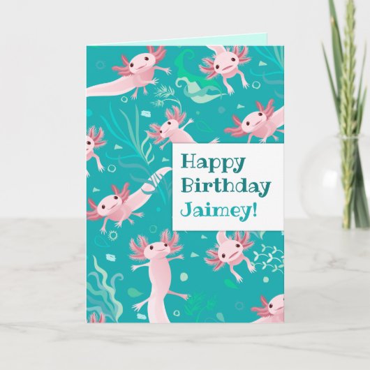 アロッタ ピンク アクソロトル - カスタム グリーティング カード (正面)