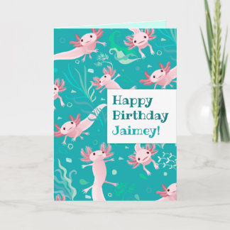 アロッタ ピンク アクソロトル - カスタム グリーティング カード