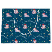 アロトルクリスマスおもしろいかわいいサンタアクソロトル ラージペーパーバッグ (正面)