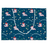 アロトルクリスマスおもしろいかわいいサンタアクソロトル ラージペーパーバッグ (裏面)