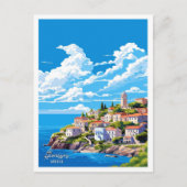 アロニソスギリシャ美術ヴィンテージトラベルイラストレーション ポストカード (正面)