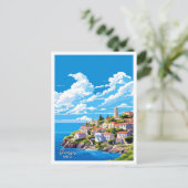 アロニソスギリシャ美術ヴィンテージトラベルイラストレーション ポストカード (スタンド正面)