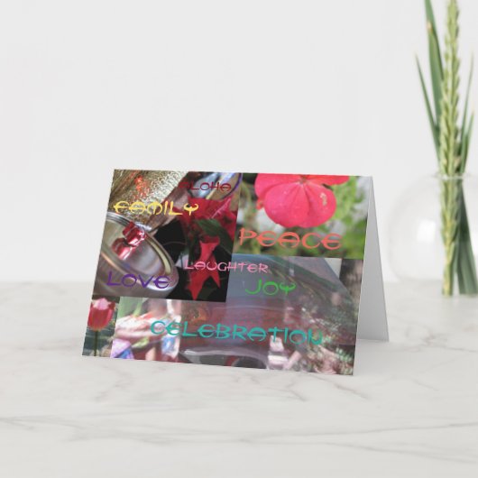 アロハお祝いジョイファミリーラブピース笑い シーズンカード (正面)