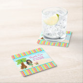 アロハかわいいアフリカ系アメリカ人「ありがとう来」 スクエアペーパーコースター (インサイチュ)