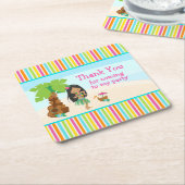 アロハかわいいアフリカ系アメリカ人「ありがとう来」 スクエアペーパーコースター (アングル)