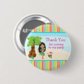 アロハかわいいアフリカ系アメリカ人「ありがとう来」 缶バッジ (正面&裏面)