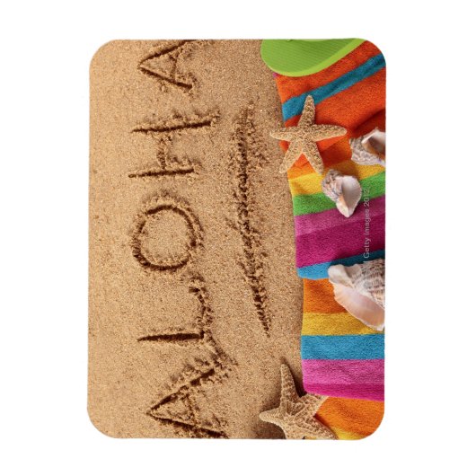 アロハという書言葉は砂地のビーチにある。 マグネット (縦)