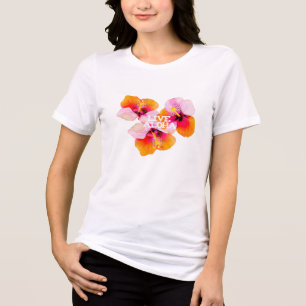 アロハのハイビスカス フローラル トロピカル フラワー ハワイ トライブレンドＴシャツ