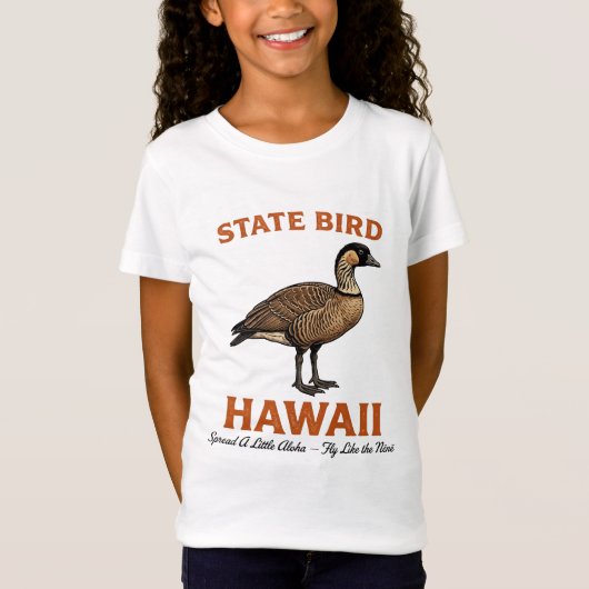 アロハを広げて ネネのように飛んで Tシャツ (正面)