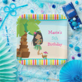 アロハアフリカンアメリカンガールパーティー ペーパープレート (パーティー)