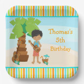 アロハアフリカンアメリカンボーイパーティー ペーパープレート (正面)