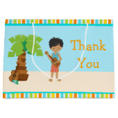 アロハアフリカ系アメリカ人少年ありがとう ラージペーパーバッグ (正面)