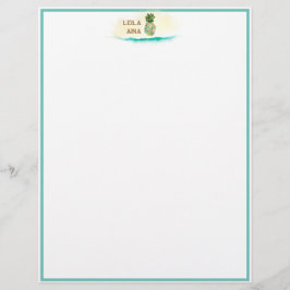 アロハウォーターカラーパイナップル島 レターヘッド