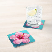 アロハエレガンス:熱帯ハワイアンハイビスカスフラワー ペーパーコースター (インサイチュ)