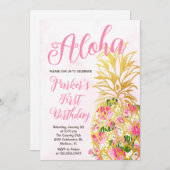アロハエレガントパイナップル第一誕生日パーティー 招待状 (正面/裏面)