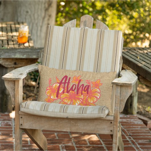 アロハカカヒアカハワイアンハイビスカスフェイクグラスクロス アウトドアクッション (椅子)