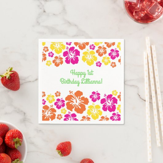 アロハカワイイハワイアンキッズバースデーパーティー スタンダードカクテルナプキン (インサイチュ)