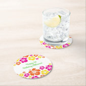 アロハカワイイハワイアンキッドの1歳の誕生日パーティーテーマ ラウンドペーパーコースター (インサイチュ)