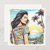 アロハガールフラットカード (正面/裏面)