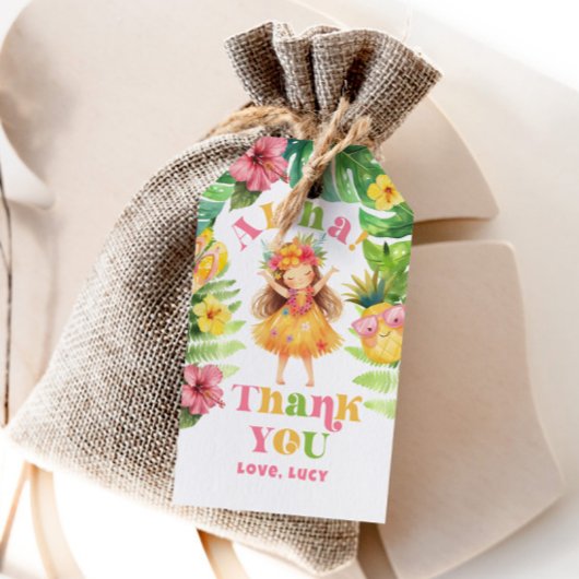 アロハガール夏の熱帯ルアウ(ハワイ式宴会)誕生日感謝していあなた ギフトタグ