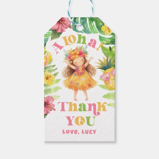 アロハガール夏の熱帯ルアウ（ハワイ式宴会）誕生日感謝していあなた ギフトタグ (正面)
