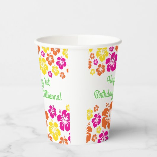 アロハキュートハワイアンキッズ1st誕生日パーティー 紙コップ (左)