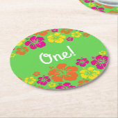 アロハキュートハワイアン1st誕生日パーティーテーマ ラウンドペーパーコースター (アングル)