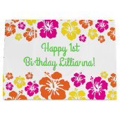 アロハキュートハワイアン1st誕生日パーティーテーマ ラージペーパーバッグ (正面)