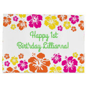 アロハキュートハワイアン1st誕生日パーティーテーマ ラージペーパーバッグ (裏面)