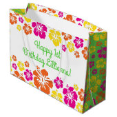 アロハキュートハワイアン1st誕生日パーティーテーマ ラージペーパーバッグ (裏面アングル)