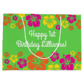 アロハキュートハワイアン1st誕生日パーティーテーマ ラージペーパーバッグ (裏面)