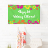 アロハキュートハワイアン1st誕生日パーティーテーマ 横断幕 (インサイチュ)