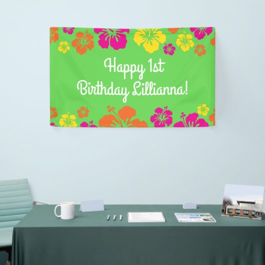 アロハキュートハワイアン1st誕生日パーティーテーマ 横断幕 (トレードショー)