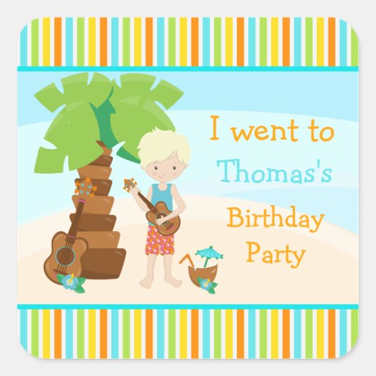 アロハキュートブロンドヘアパーティー スクエアシール (正面)