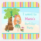 アロハキュートレッドヘアガールパーティー スクエアシール (正面)